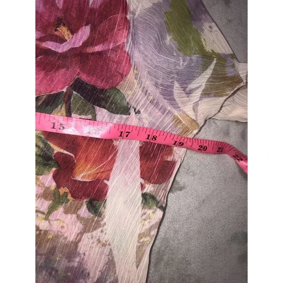 180 Degrees Blouse Women's M Floral Crinkle Tie Front Ruffe Fairy Whimsigoth Y2K - Picture 7 of 8